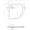 Mexen Flat félkör alakú slim 70 x 70 cm, fekete, fekete szifon - 41707070B