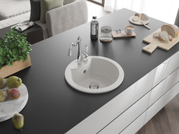 Mexen Diego chiuvetă de granit cu o singură cameră cu baterie de bucătărie Carla, alb - 6512-20-670700-00