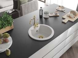 Mexen Diego chiuvetă de granit cu 1 compartiment cu baterie bucătărie Carla, alb - 6512-20-670700-50