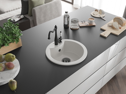 Mexen Diego chiuvetă granit 1-cămară cu baterie de bucătărie Carla, alb - 6512-20-670700-70