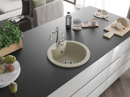 Mexen Diego gránit mosogató 1-medencés Carla konyhai csapteleppel, bézs - 6512-69-670700-00