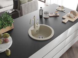 Mexen Diego 1-medencés gránit mosogató Carla konyhai csapteleppel, bézs - 6512-69-670700-69