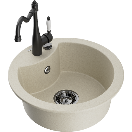 Mexen Diego egymedencés gránit mosogató Carla konyhai csapteleppel, bézs - 6512-69-670700-70