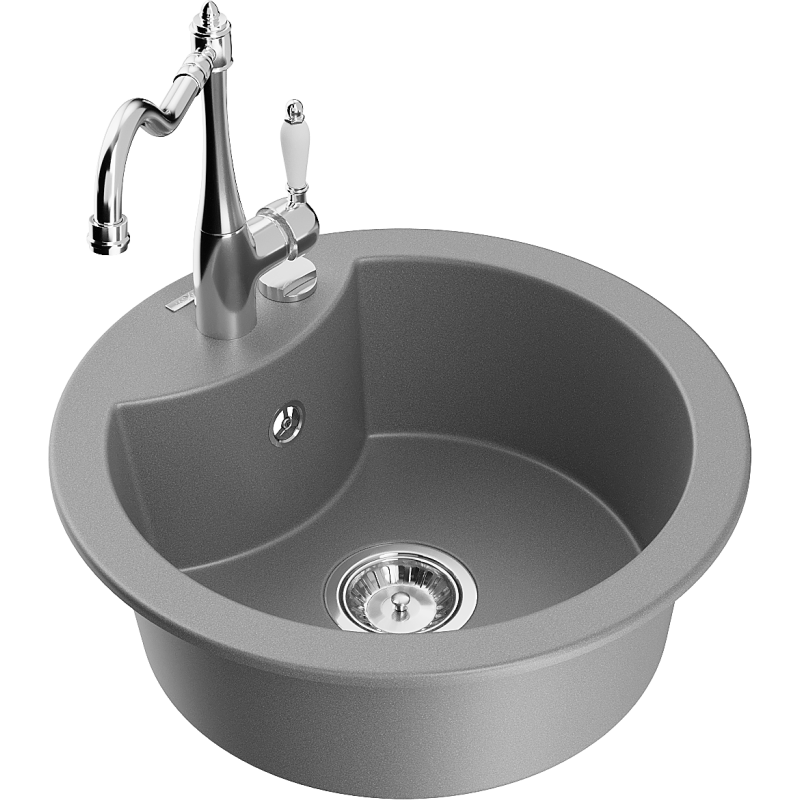 Mexen Diego 1 rekeszes gránit mosogató Carla konyhai csapteleppel, szürke - 6512-71-670700-00