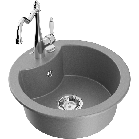 Mexen Diego 1 rekeszes gránit mosogató Carla konyhai csapteleppel, szürke - 6512-71-670700-00