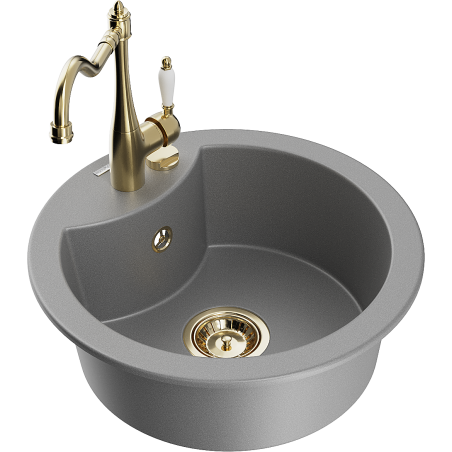 Mexen Diego 1-medencés gránit mosogató Carla konyhai csapteleppel, szürke - 6512-71-670700-50