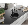 Mexen Diego 1-medencés gránit mosogató Carla konyhai csapteleppel, fekete/ezüst metál - 6512-73-670700-70-B