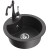 Mexen Diego chiuvetă de granit cu 1 compartiment cu baterie de bucătărie Carla, neagră pătată - 6512-76-670700-76