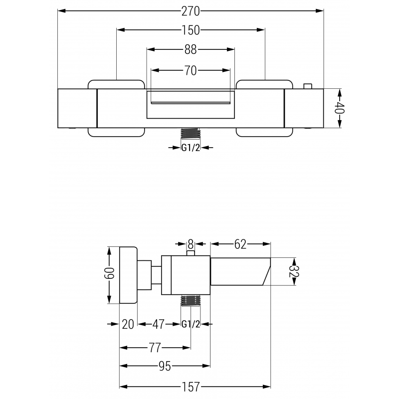 Mexen Cube baterie de cadă termostatică, crom - 77360-00