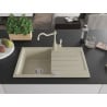 Mexen Bruno chiuvetă de granit cu un compartiment, cu picurător și baterie de bucătărie Carla, Bej - 6513-69-670700-69