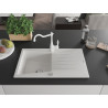 Mexen Cesar chiuvetă de bucătărie din granit cu 1 compartiment, cu scurgător și baterie Carla, albă - 6514-20-670700-20