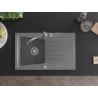 Mexen Cesar chiuvetă din granit cu 1 compartiment cu scurgător și baterie de bucătărie Carla, gri - 6514-71-670700-71