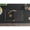 Mexen Cesar chiuvetă de granit cu 1 cuvă cu scurgător și baterie de bucătărie Carla, negru cu stropi - 6514-76-670700-50