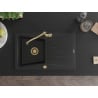 Mexen Cesar chiuvetă de granit cu un compartiment, cu picurător și baterie de bucătărie Carla, Neagră - 6514-77-670700-50