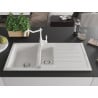 Mexen Andres chiuvetă granit 1,5-cupe cu scurgător și baterie bucătărie Carla, alb - 6515-20-670700-20