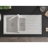 Mexen Andres chiuvetă granit 1,5-comparte cu scurgător și baterie de bucătărie Carla, albă - 6515-20-670700-20