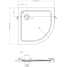 Mexen Flat félkör alakú slim 80 x 80 cm, fehér, arany siphon - 41108080G