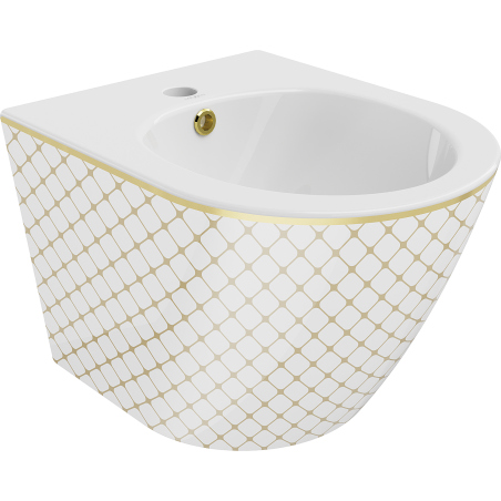 Bidet suspendat Mexen Lena, alb/model aur grilaj - 35224809