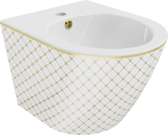 Bidet suspendat Mexen Lena, alb/model aur grilaj - 35224809