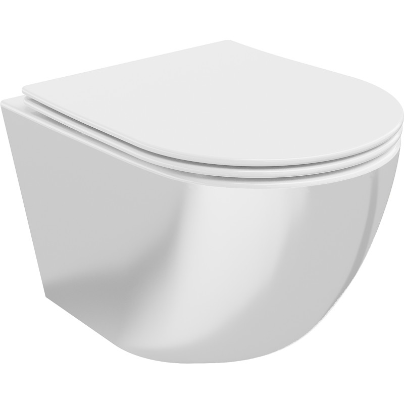 Mexen Lena Rimless WC csésze lassan záródó, vékony duroplaszt ülőkével, fehér/ezüst - 30224004