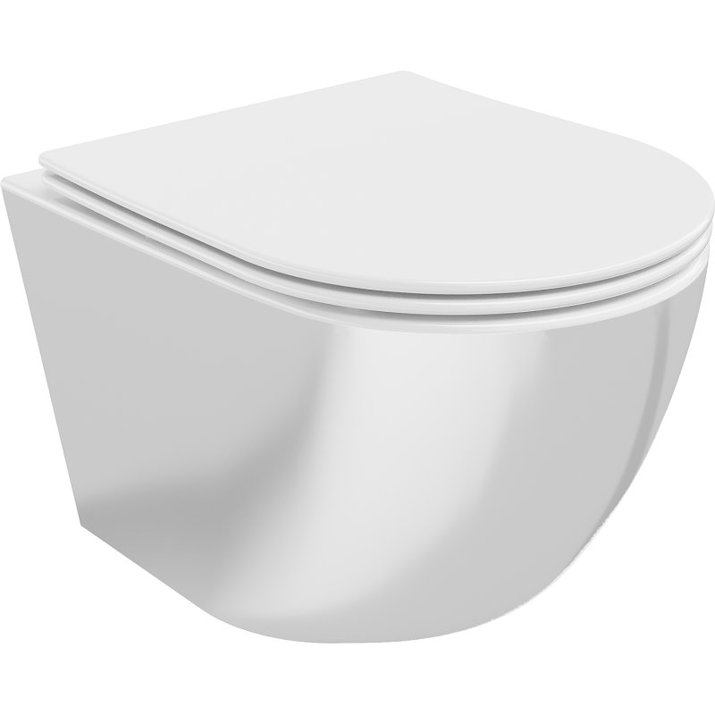 Mexen Lena vas wc fără margini cu capac de toaletă cu cădere lentă slim, duroplast, alb/argintiu - 30224004