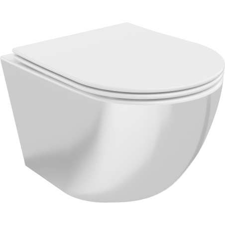 Mexen Lena Rimless WC csésze lassan lehajtható vékony duroplaszt fedéllel, fehér/ezüst - 30224004