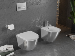 Mexen Lena Rimless WC csésze lassan záródó, vékony duroplaszt ülőkével, fehér/ezüst - 30224004