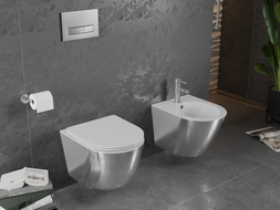 Mexen Lena vas wc fără ramă cu capac de toaletă cu cădere lentă slim, duroplastic, alb/argintiu - 30224004