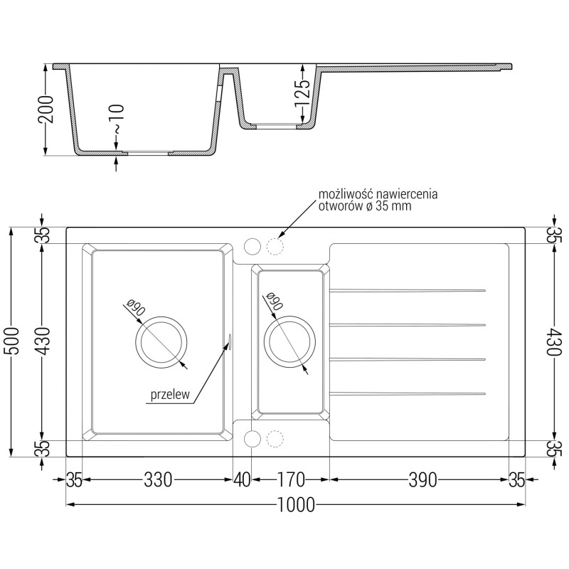 Mexen Andres chiuvetă de bucătărie din granit cu 1,5 compartimente, scurgător și baterie Carla, bej - 6515-69-670700-00