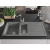 Mexen Andres chiuvetă de granit cu 1,5 cuve cu picurător și baterie Carla, gri - 6515-71-670700-00