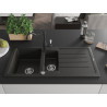 Mexen Andres chiuvetă de granit 1,5 camere cu scurgător și baterie bucătărie Carla, negru/auriu - 6515-75-670700-70