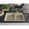 Mexen Tomas chiuvetă din granit 2-camere cu baterie de bucătărie Carla, bej - 6516-69-670700-50