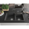 Mexen Tomas chiuvetă granit 2 compartimente cu baterie de bucătărie Carla, negru stropit - 6516-76-670700-76
