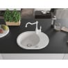 Mexen Kevin chiuvetă de granit cu 1 compartiment cu picurător și baterie de bucătărie Carla, alb - 6517-20-670700-20