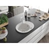 Mexen Kevin chiuvetă de granit cu 1 compartiment cu picurător și baterie de bucătărie Carla, alb - 6517-20-670700-20