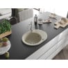 Mexen Kevin chiuvetă de granit cu un compartiment, cu picurător și baterie de bucătărie Carla, Bej - 6517-69-670700-00