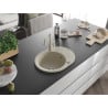 Mexen Kevin chiuvetă de granit cu un compartiment, cu picurător și baterie de bucătărie Carla, Bej - 6517-69-670700-69