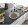 Mexen Kevin chiuvetă de granit cu un compartiment, cu picurător și baterie de bucătărie Carla, Bej - 6517-69-670700-70