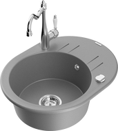 Mexen Kevin 1-medencés gránit mosogató csepegtetővel és Carla konyhai csapteleppel, szürke - 6517-71-670700-00