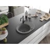 Mexen Kevin chiuvetă de granit cu un compartiment, cu picurător și baterie de bucătărie Carla, gri - 6517-71-670700-70-B