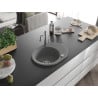 Mexen Kevin chiuvetă de granit cu un compartiment, cu picurător și baterie de bucătărie Carla, gri - 6517-71-670700-71