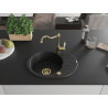 Mexen Kevin Chiuvetă de granit cu 1 compartiment cu scurgător și baterie de bucătărie Carla, negru - 6517-77-670700-50