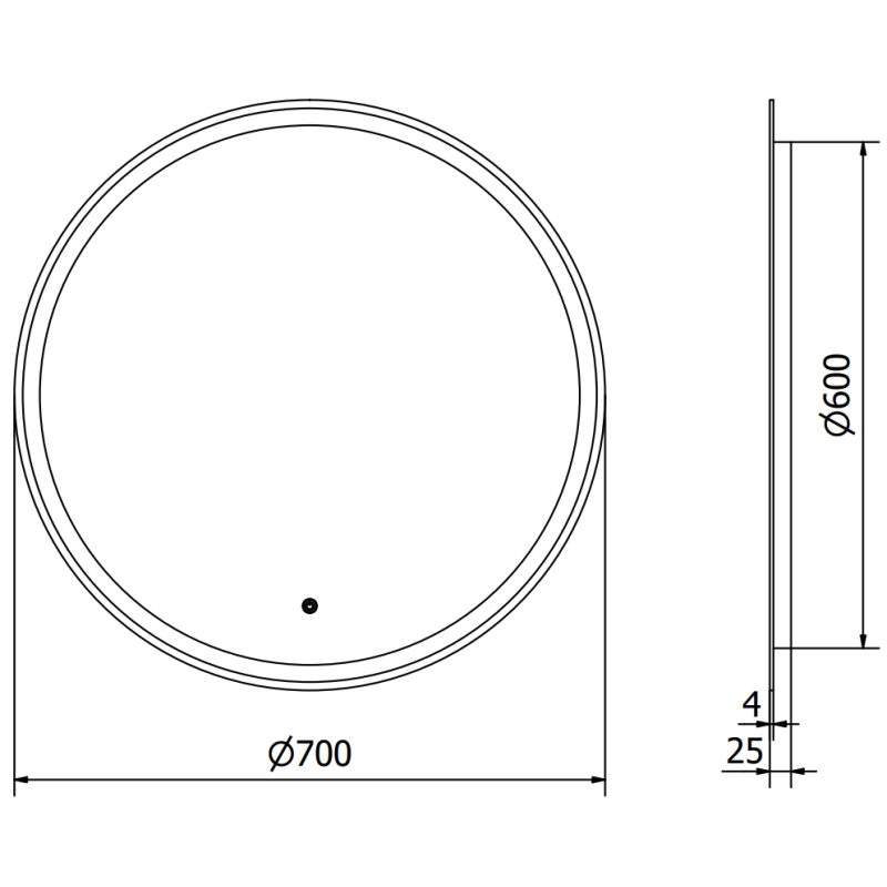 Mexen Gobi oglindă de baie iluminată, rotundă 70 cm, LED 6000K, anti-ceață - 9801-070-070-611-00