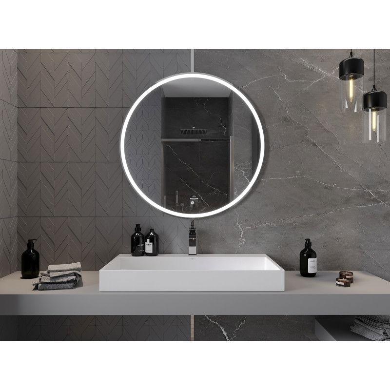 Mexen Gobi megvilágított, kerek fürdőszobai tükör, 90 cm, LED 6000K, páramentes - 9801-090-090-611-00