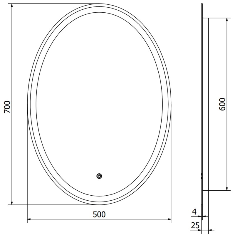Mexen Elz 50 x 70 cm-es, LED 6000K, páramentes fürdőszobai tükör - 9802-050-070-611-00