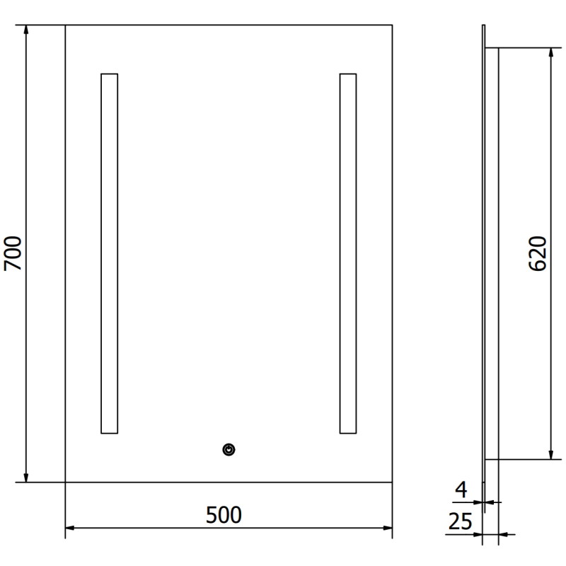Mexen Remi 50 x 70 cm-es LED-es világító fürdőszobai tükör, 6000K, páramentes - 9804-050-070-611-00