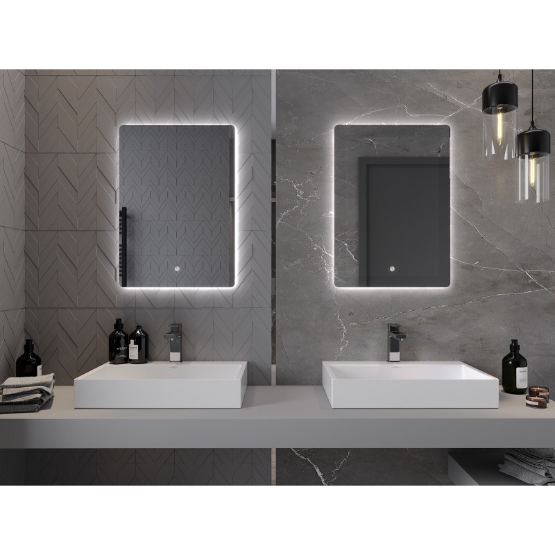 Mexen Sun LED-es, 50 x 70 cm-es megvilágított fürdőszobai tükör, LED 6000K, páramentesítő - 9807-050-070-611-00