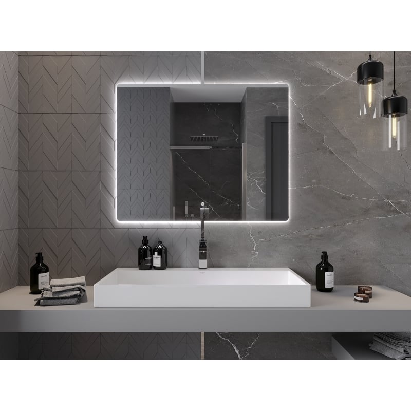 Mexen Sun 100 x 80 cm-es megvilágított fürdőszobai tükör, LED 6000K, párásodásgátló - 9807-100-080-611-00