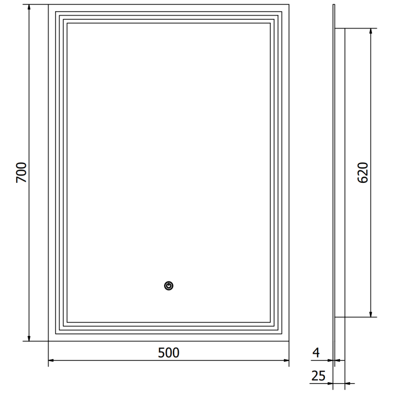 Mexen Taco LED-es fürdőszobai tükör 50 x 70 cm, 6000K, páramentes - 9805-050-070-611-00