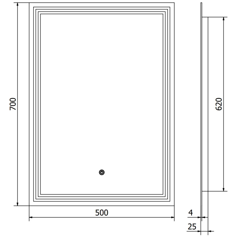 Mexen Taco oglindă de baie iluminată 50 x 70 cm, LED 6000K, antiaburire - 9805-050-070-611-00